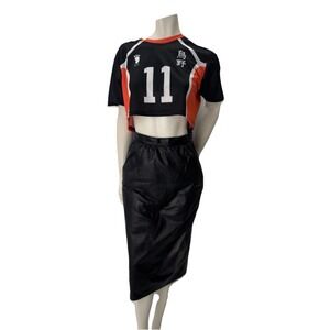 Vintage Women's Genuine Black Leather Pencil Skirt ADA‎ High Waist Snap Slit